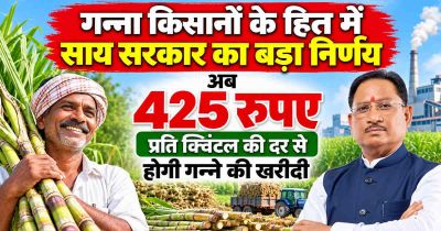 गन्ना किसानों के हित में बड़ा निर्णय: अब 425 रुपए प्रति क्विंटल की दर से होगी गन्ने की खरीदी गन्ना किसानों के हित में बड़ा निर्णय: अब 425 रुपए प्रति क्विंटल की दर से होगी गन्ने की खरीदी