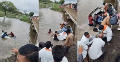 राजगढ़ में बड़ा हादसा: पुल से फिसलकर नाले में गिरी कार, सात की मौत